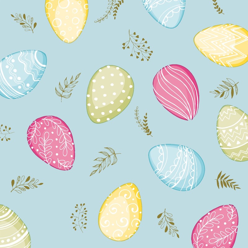 40x Pasen thema feest servetjes 33 x 33 cm eieren print lichtblauw/gekleurd