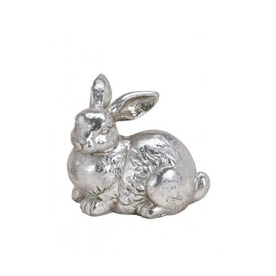 Dieren beeld zilverkleurig liggend konijntje/haasje 12 cm
