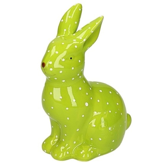 Pasen decoratie haasje/konijntje beeld groen 15 cm