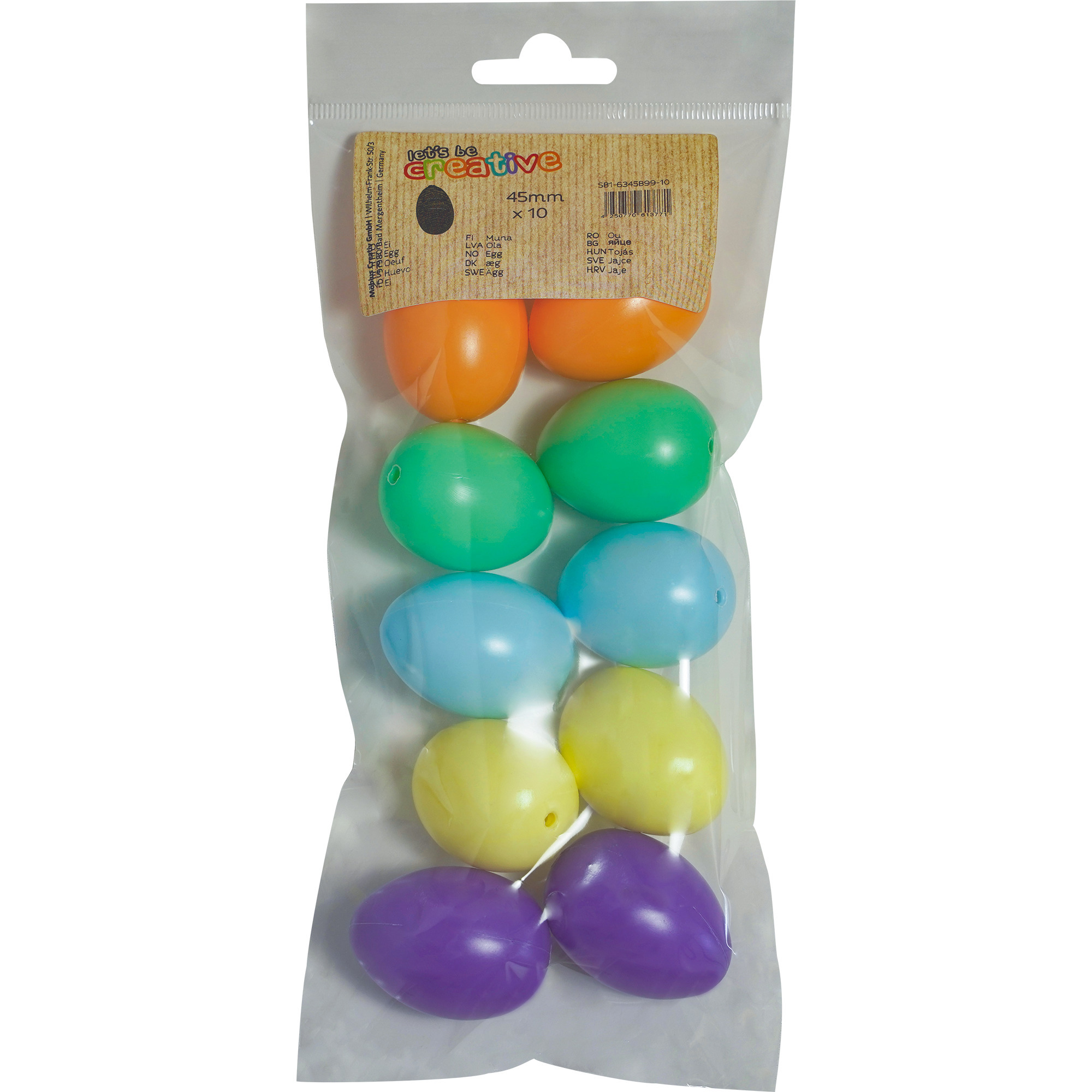 10x stuks gekleurde hobby knutselen eieren van plastic 4,5 cm