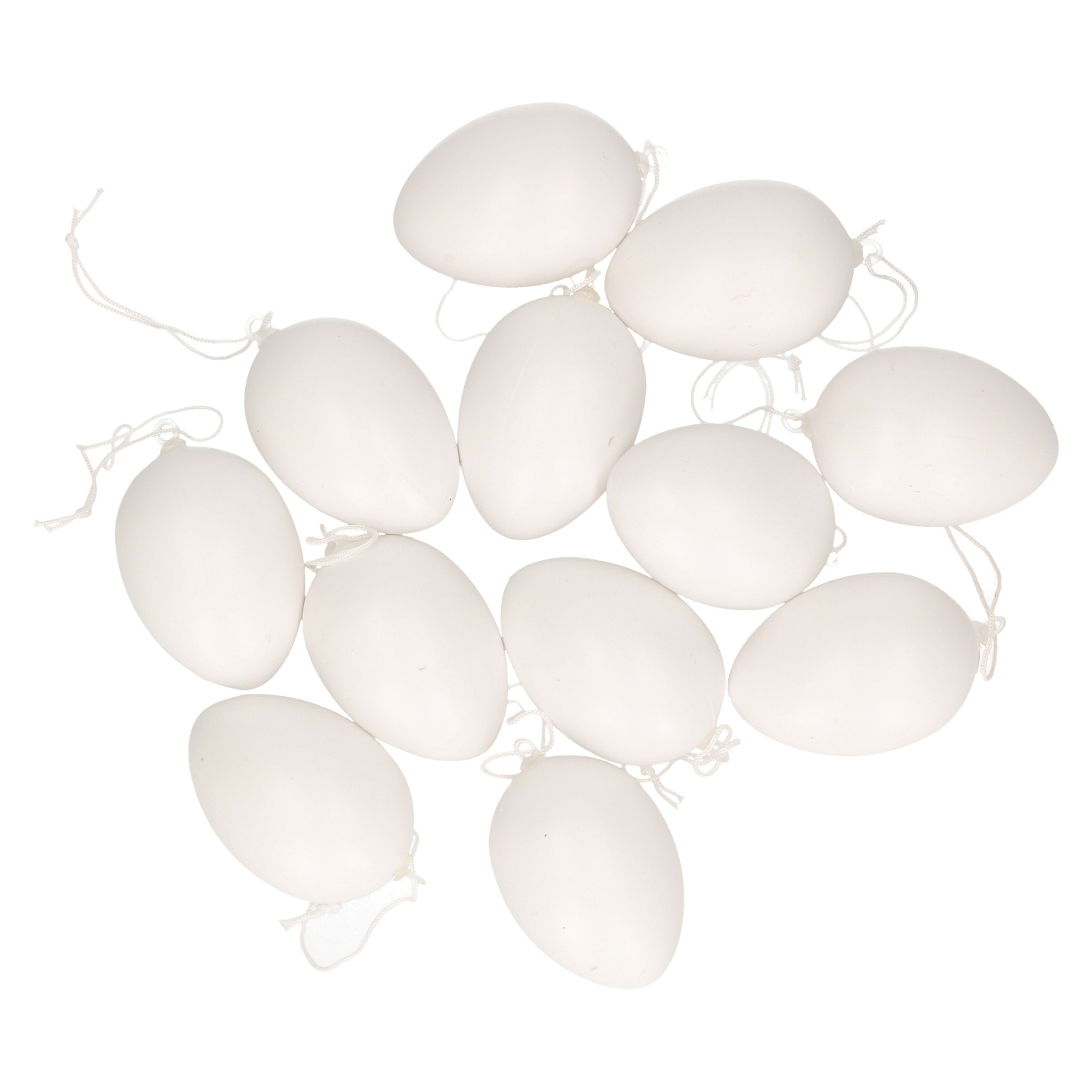 12x DIY plastic/kunststof decoratie eieren/Paaseieren wit 6 cm