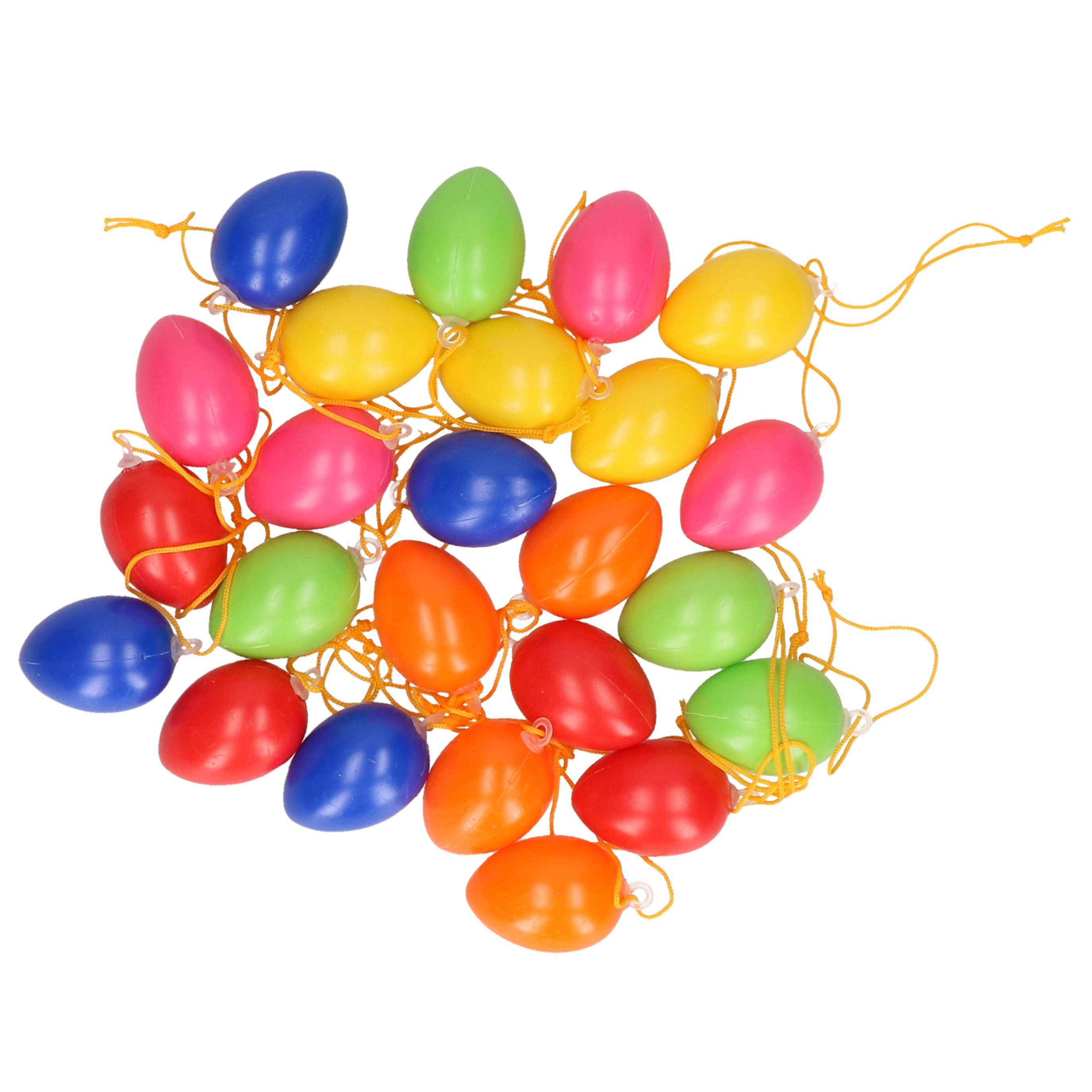 24x Gekleurde plastic/kunststof decoratie eieren/Paaseieren 4 cm