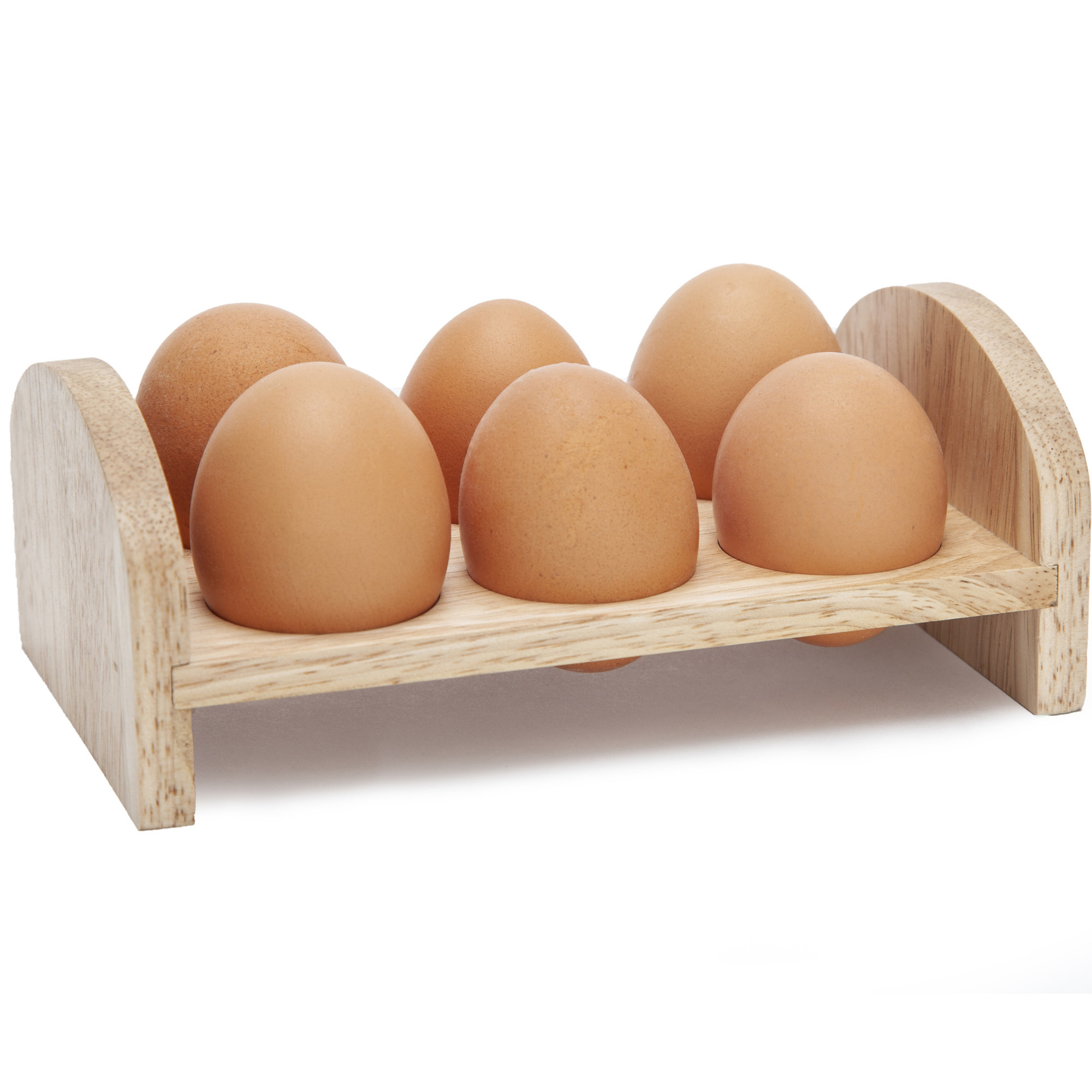 Ei rekje/houder van hout voor 6 eieren 17 x 10 cm