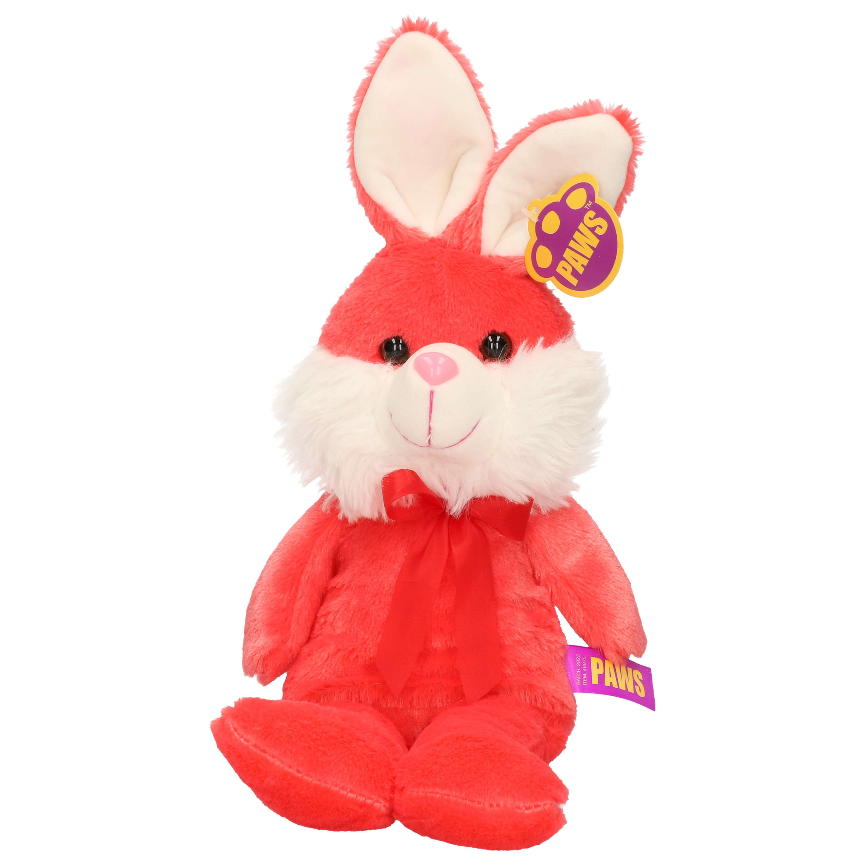 Paashaas-haas-konijn knuffel dier zachte pluche rood cadeau 32 cm met strikje