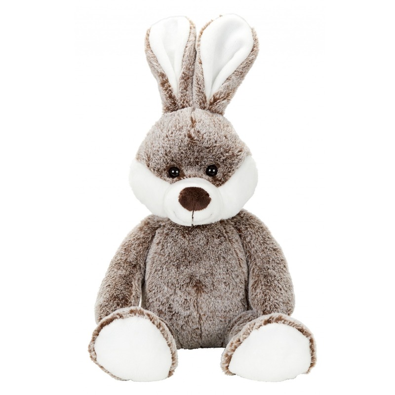 Speelgoed knuffel konijn-haasje bruin 22 cm