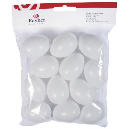 12x stuks witte kunststof eieren 4,5 cm