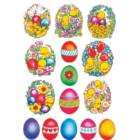 135x Coloured easter eggs stickers