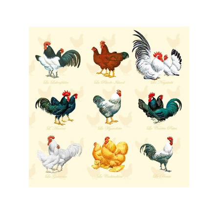 Napkin Easter chickens/roosters 3-layers 20x pcs