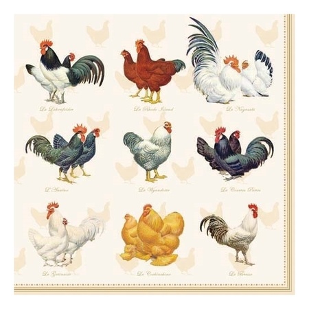 Pasen tafelversiering houder met kippen en hanen opdruk servetten