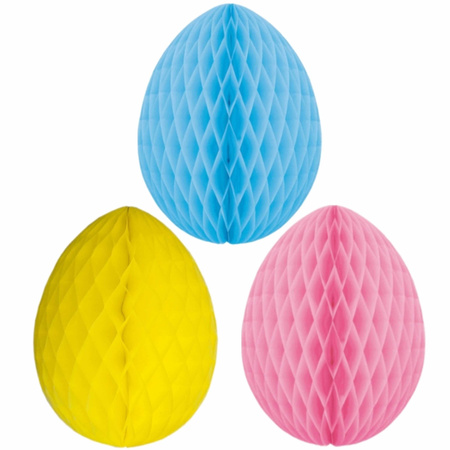 Set of 3x colored easter eggs honeycombs 30 cm