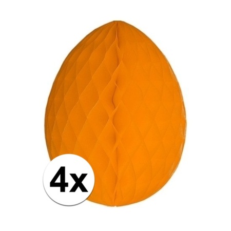 4x Oranje decoratie paasei 20 cm brandvertragend