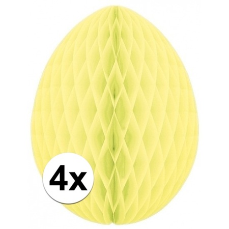 4x Deco easter egg pastel yellow 20 cm