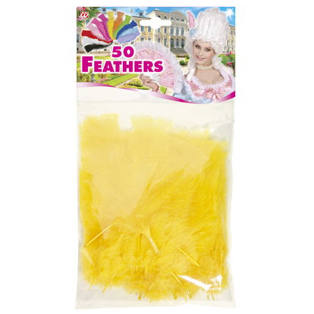 50x Yellow feathers decorations hobby/DIY materials 17 cm