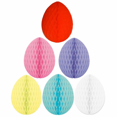 Set of 6x colored easter eggs honeycombs 20 cm