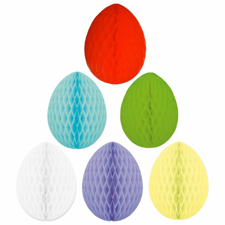 Set of 6x colored easter eggs honeycombs 20 cm
