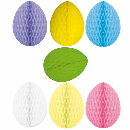 Set of 7x colored easter eggs honeycombs 10 cm