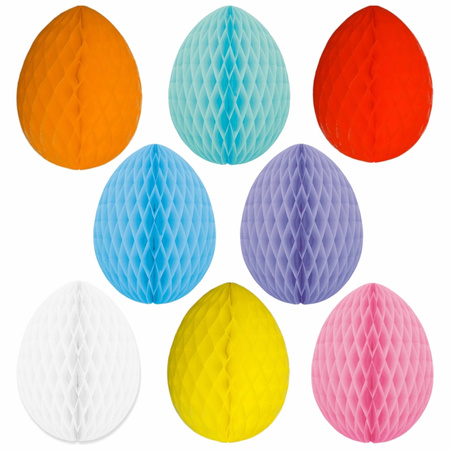Set of 8x colored easter eggs honeycombs 20 cm