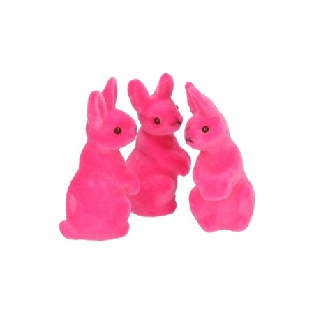 Decorative Easter bunnies - pink - set 3x pieces - polyester