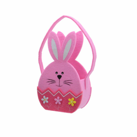 Easter egg basket bunny pink felt 11 x 20 cm
