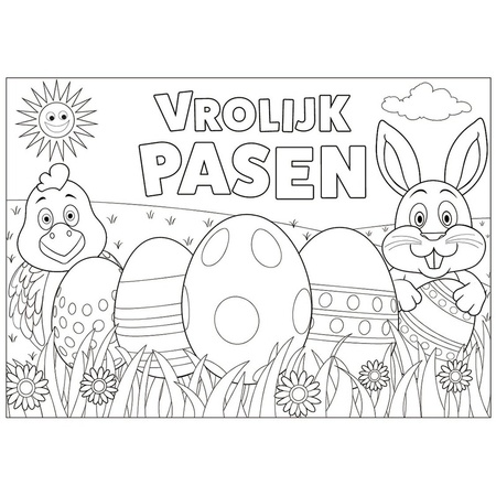 6 Easter coloring pages including pencils