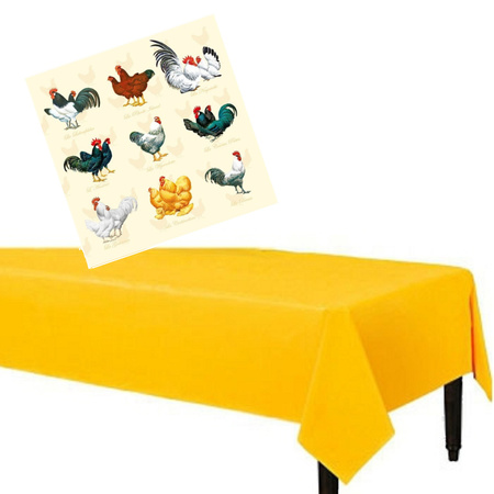 Easter table deco set yellow tablecloth 140 x 240 cm and 20x Easter theme napkins