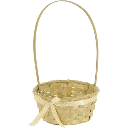 Wicker basket yellow with handle 39 cm