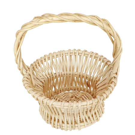 Wicker basket with handle - beige - D24 x H26 cm