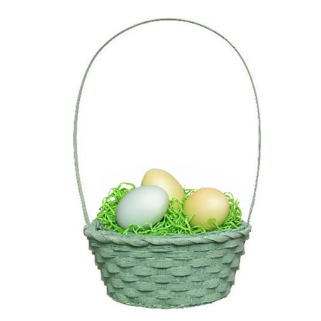 Wicker basket with handle - mint green - D20 x H38 cm - Easter basket