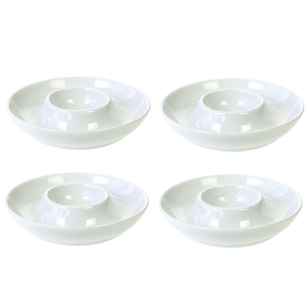 Set of 4x egg cups porcelain white 8 cm